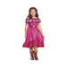 Disfraz de Lucky de Spirit para niña, vestido fucsia de satén con cuello con volantes
