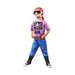 Disfraz de Macho Man para niño pequeño con polera morada estampada, jeans azules y bandana roja