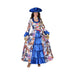 Disfraz de marquesa para mujer, vestido largo con estampado de mariposas y vuelos azules