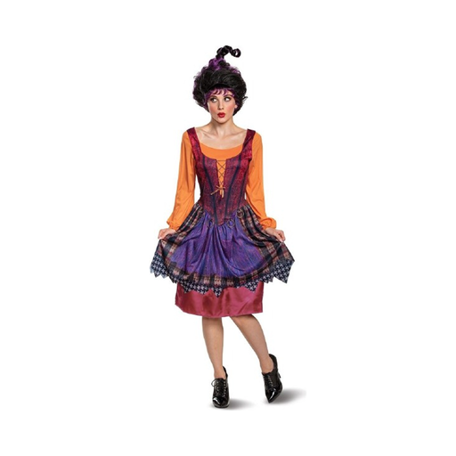 Disfraz de Mary Sanderson de Hocus Pocus para mujer, vestido multicolor con enagua
