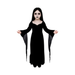 Disfraz de Morticia Addams para niña, vestido largo negro con mangas acampanadas en punta