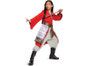 Disfraz de Mulan Deluxe para niña, chaqueta roja, pantalón gris, armadura y cinturón café