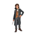 Disfraz de Newt Scamander para niño, abrigo largo gris con chaleco naranjo y corbatín