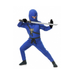 Disfraz de ninja azul para niño con capucha, chaleco de correas con emblema dorado y pantalón azul