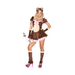 Mujer con disfraz sexy de osita, vestido café con detalles rosados y orejas