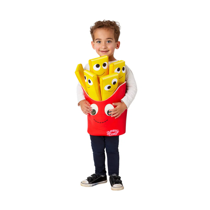 Niño con disfraz de caja de papas fritas