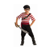 Niño con disfraz de pirata a rayas rojas