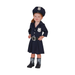 Niña con disfraz de policía, vestido azul marino y gorra