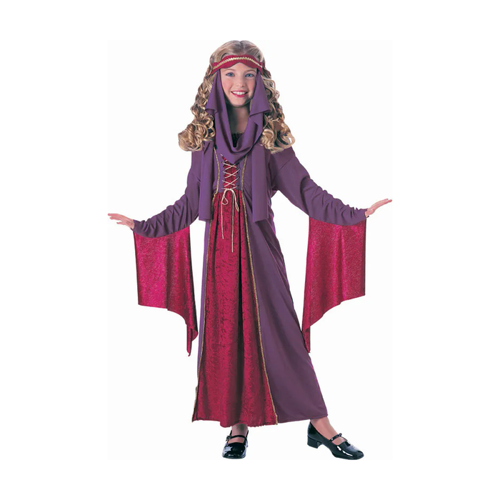 Niña con disfraz de princesa gótica morada