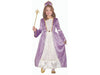 Disfraz de princesa Peyton para niña, vestido largo morado y blanco con ribete dorado y tocado morado