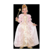 Disfraz de princesa para niña con vestido largo rosado de mangas abullonadas y ribetes dorados