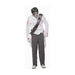 Hombre con disfraz de príncipe zombie, chaqueta blanca con manchas de sangre y banda cruzada