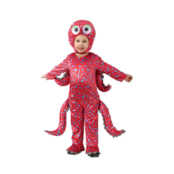 Bebé con disfraz de pulpo rojo