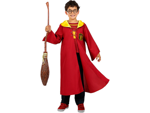 Disfraz de Quidditch Gryffindor para niño, túnica roja con capucha amarilla y escudo