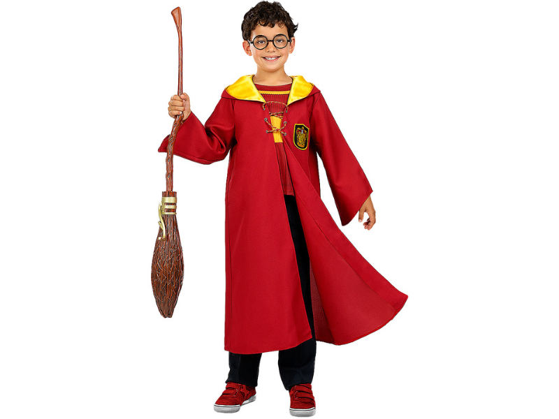 Disfraz de Quidditch Gryffindor para niño, túnica roja con capucha amarilla y escudo