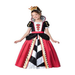 Niña con disfraz de Reina de Corazones con vestido largo y corona