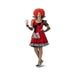 Disfraz de reina roja de cartas para mujer, vestido corto rojo y negro con cuello alto y detalles de naipes