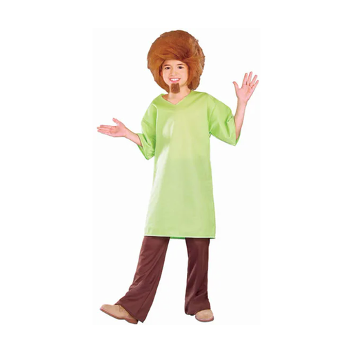 Disfraz de Shaggy de Scooby-Doo para niño con polera verde holgada y pantalón café