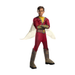 Disfraz de Shazam Deluxe para niño con enterito rojo acolchado, cinturón y capa blanca