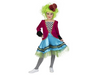 Disfraz de Sombrerera Loca para niña, vestido azul con chaqueta fucsia, pechera a cuadros y tul verde