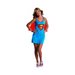 Disfraz de Supergirl para mujer, vestido celeste sin mangas con escudo S y capa roja
