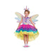 Disfraz de unicornio para niña, vestido lila con falda de tul arcoíris, alas y cintillo con cuerno