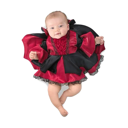 Disfraz de vampiresa para bebé, vestido rojo y negro con capa de cuello alto