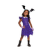 Disfraz de Vampirina para niña, vestido morado con telaraña, guantes lila y diadema con alas de murciélago
