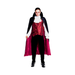 Disfraz de vampiro clásico para adulto con capa negra forrada en burdeo, chaleco burdeo, camisa blanca con jabot y pantalón negro