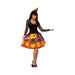 Vestido de Halloween para mujer, parte superior negra con mangas de encaje tipo telaraña y falda estampada con calabazas