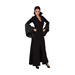 Mujer con vestido de vampira negro largo de cuello alto