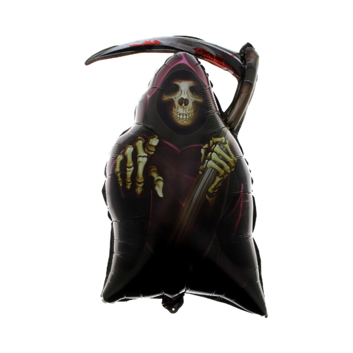 Globo de foil de La Muerte con capucha negra, calavera y guadaña
