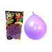 Bolsa de 25 globos morados de 9 pulgadas junto a un globo morado inflado