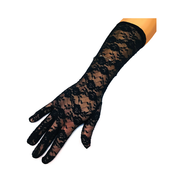 Guante largo de encaje negro de 34 cm