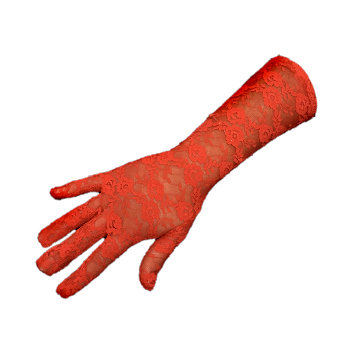 Guante largo de encaje rojo de 34 cm