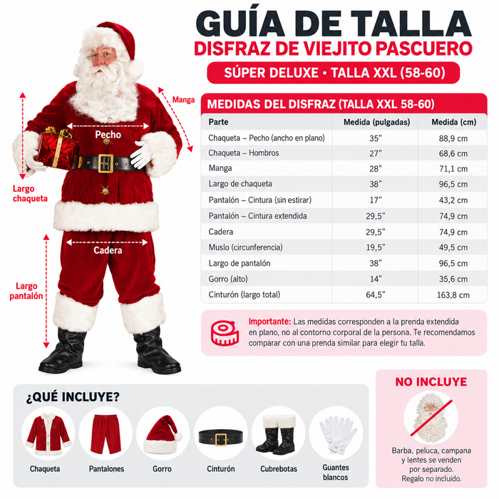Disfraz De Viejito Pascuero Súper Deluxe Talla 58-60 (XXL)