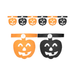 Guirnalda de Halloween con calabazas sonrientes caladas en naranjo y negro