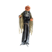 Animatronic hombre calabaza 210 cm con túnica negra, capa rasgada y calabaza en la mano
