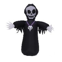 Inflable de fantasma negro con cara de calavera