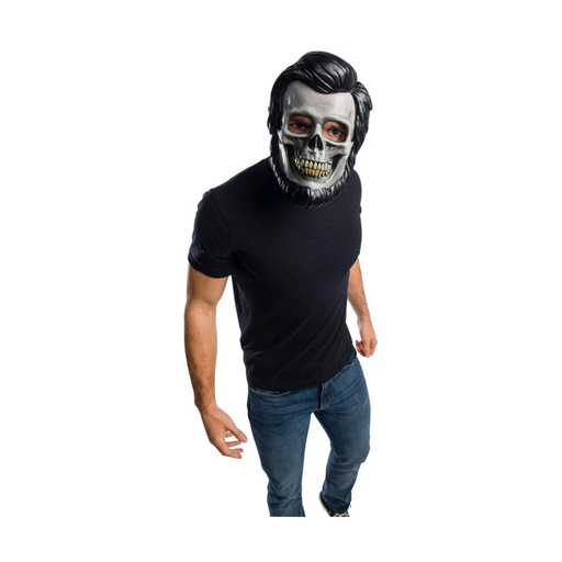 Máscara de calavera de Abraham Lincoln con pelo y barba negros