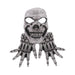 Máscara de calavera blanca con manos de esqueleto