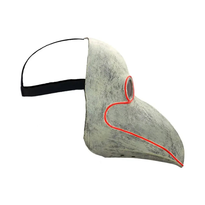Máscara de látex de doctor de la peste con pico y luces LED rojas
