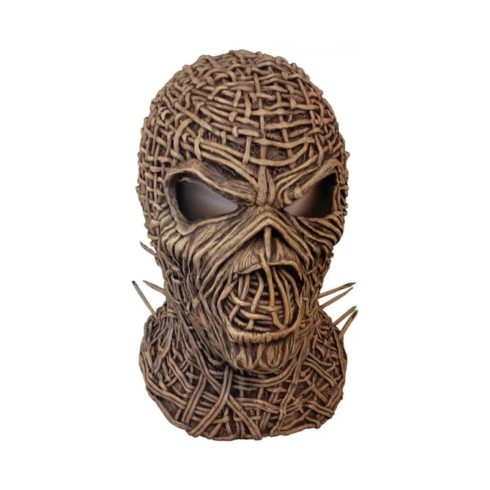 Máscara de látex de Eddie The Wicker Man de Iron Maiden con textura de mimbre
