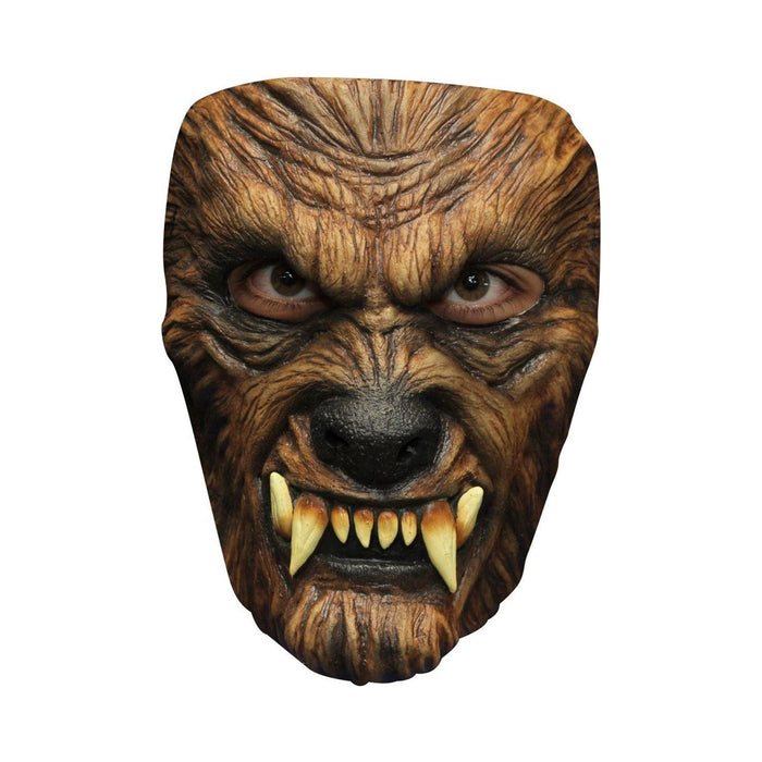 Máscara facial de látex de hombre lobo con colmillos