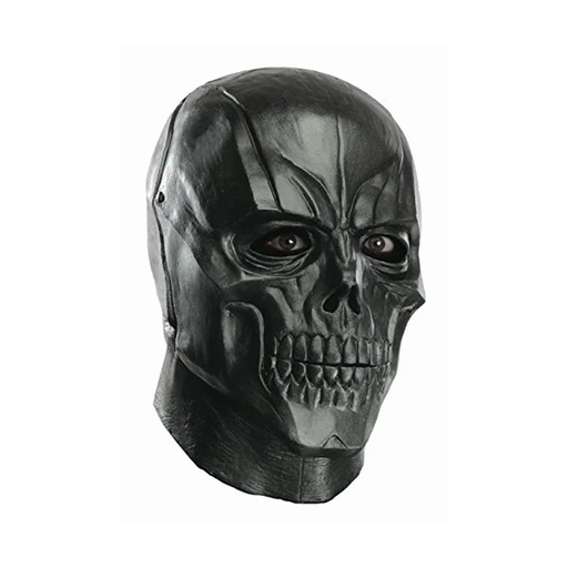 Máscara de látex negra de cabeza completa con rostro de calavera