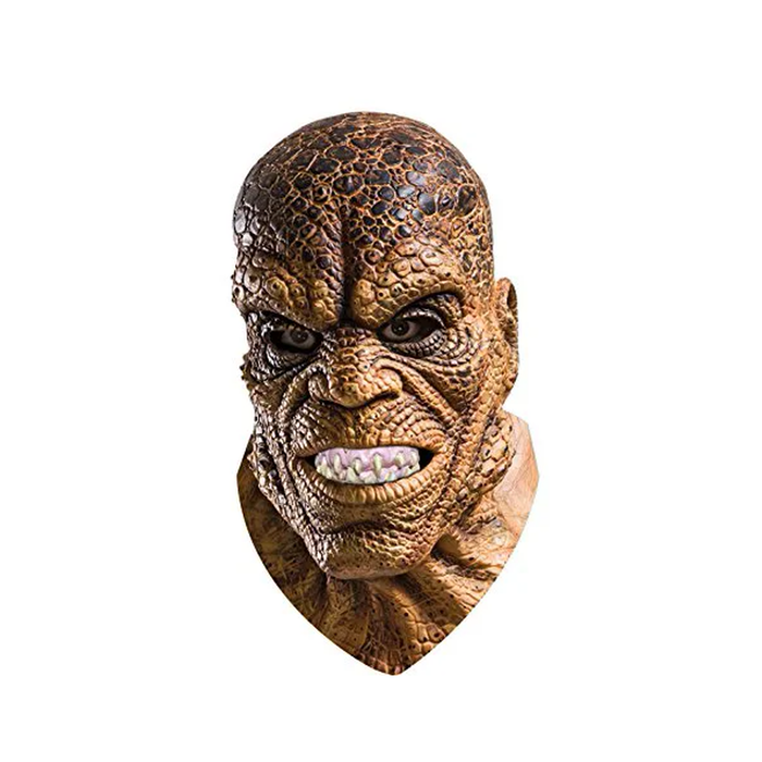 Máscara de látex de Killer Croc con piel escamada de cocodrilo y dientes afilados