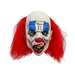 Máscara de látex de payaso de terror con maquillaje azul, lengua afuera y pelo rojo