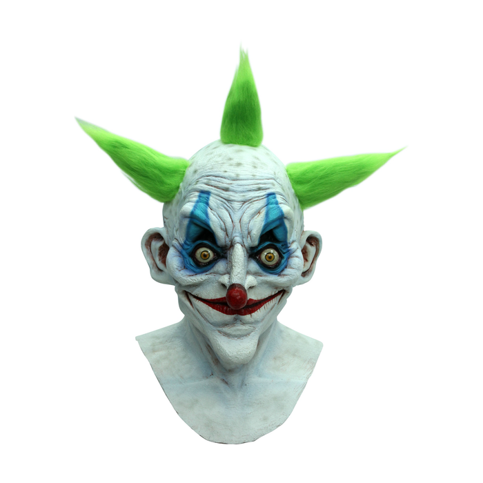 Máscara de látex de payaso viejo con pelo verde