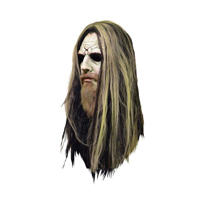 Máscara de Rob Zombie con maquillaje blanco, barba y pelo largo
