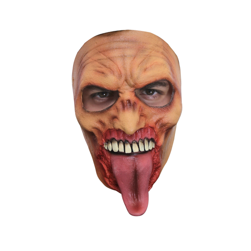 Máscara de látex de zombie con la lengua afuera